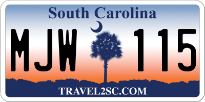 SC license plate MJW115