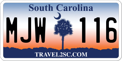 SC license plate MJW116