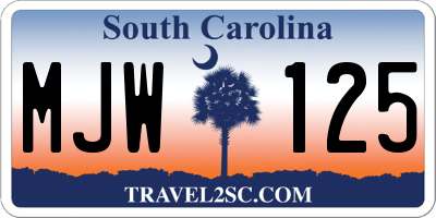 SC license plate MJW125