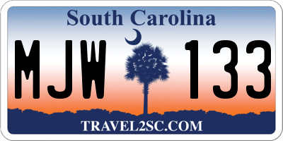 SC license plate MJW133
