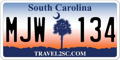 SC license plate MJW134