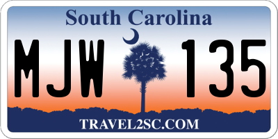 SC license plate MJW135