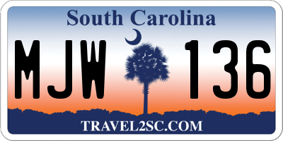 SC license plate MJW136