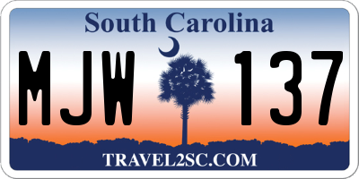 SC license plate MJW137