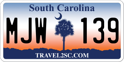 SC license plate MJW139