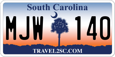 SC license plate MJW140