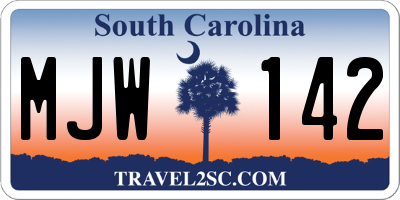 SC license plate MJW142