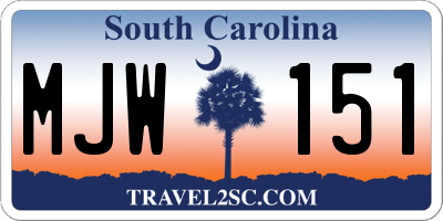 SC license plate MJW151