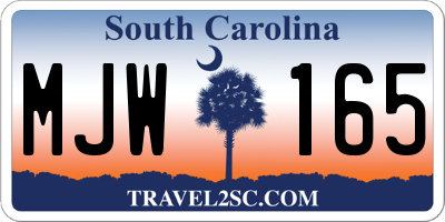 SC license plate MJW165
