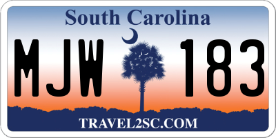 SC license plate MJW183