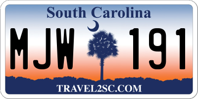 SC license plate MJW191