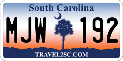 SC license plate MJW192