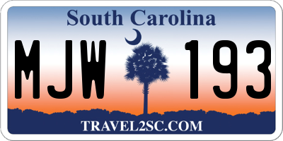SC license plate MJW193