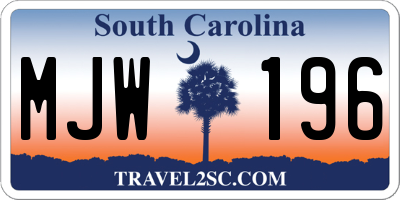 SC license plate MJW196