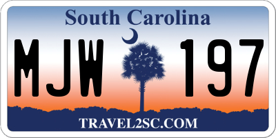 SC license plate MJW197