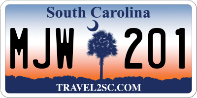 SC license plate MJW201