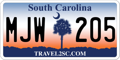SC license plate MJW205