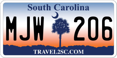 SC license plate MJW206