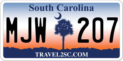 SC license plate MJW207