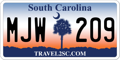 SC license plate MJW209