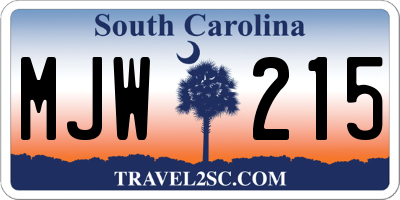 SC license plate MJW215