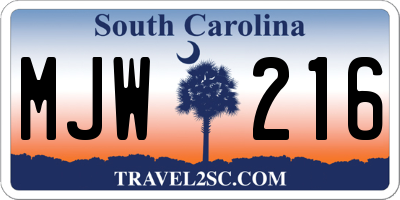 SC license plate MJW216