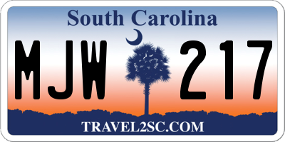 SC license plate MJW217