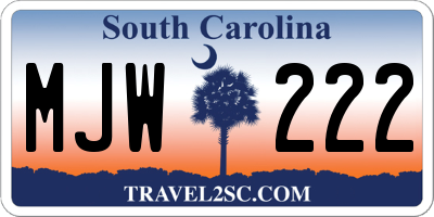 SC license plate MJW222