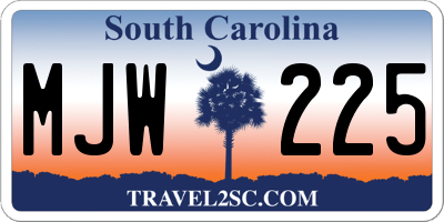 SC license plate MJW225