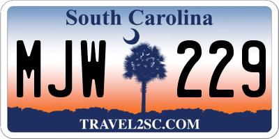 SC license plate MJW229