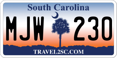 SC license plate MJW230