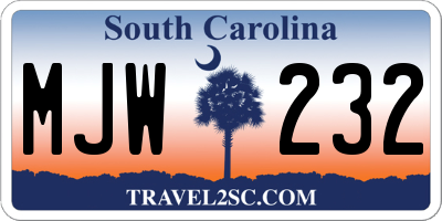 SC license plate MJW232