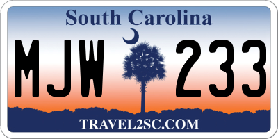 SC license plate MJW233