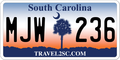 SC license plate MJW236