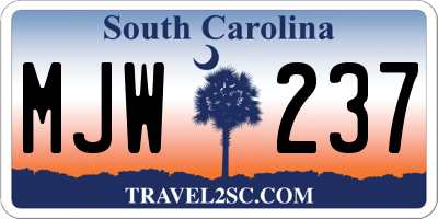 SC license plate MJW237