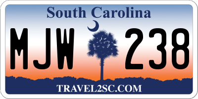 SC license plate MJW238