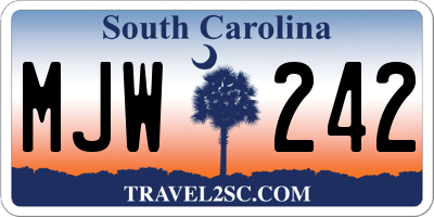SC license plate MJW242