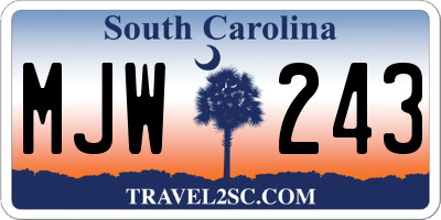 SC license plate MJW243