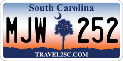SC license plate MJW252