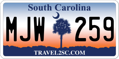 SC license plate MJW259