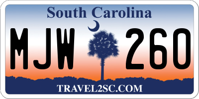 SC license plate MJW260