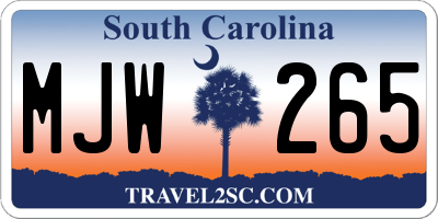 SC license plate MJW265