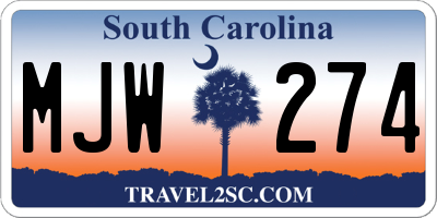 SC license plate MJW274