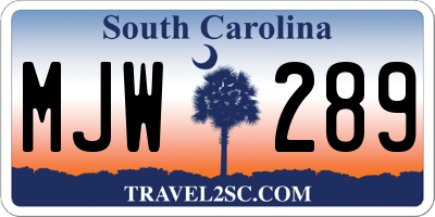 SC license plate MJW289