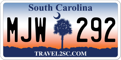 SC license plate MJW292
