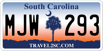 SC license plate MJW293
