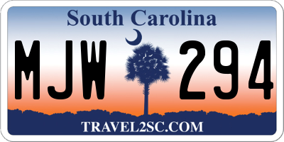 SC license plate MJW294