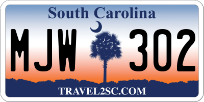 SC license plate MJW302