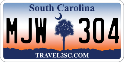 SC license plate MJW304