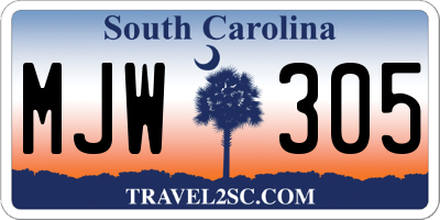 SC license plate MJW305
